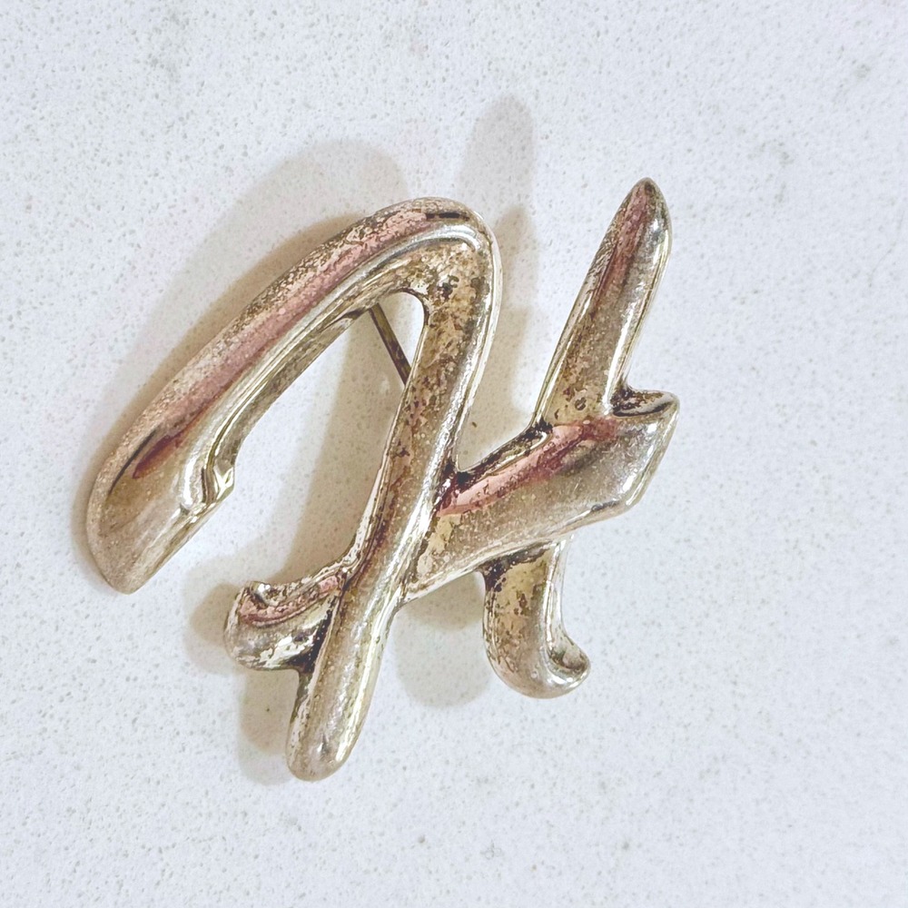Vintage Sterling Silver 925 Initial Letter H Brooch Pin Thailand 7.94g